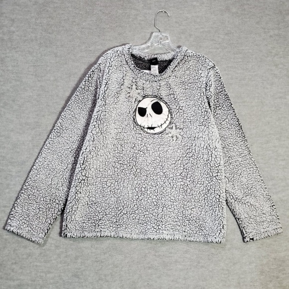 Disney Women Sleepwear XL Gray Sherpa Nightmare Before‎ Christmas Sleep Sweater